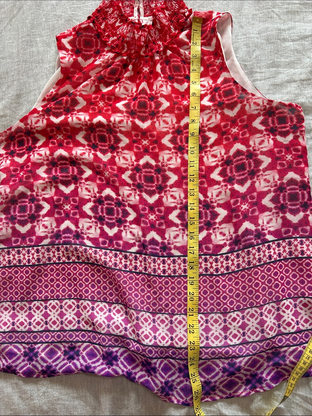 Calvin Klein Sleeveless Mock Neck Blouse Red Purple Size XL Lightweight Top - Picture 6 of 10